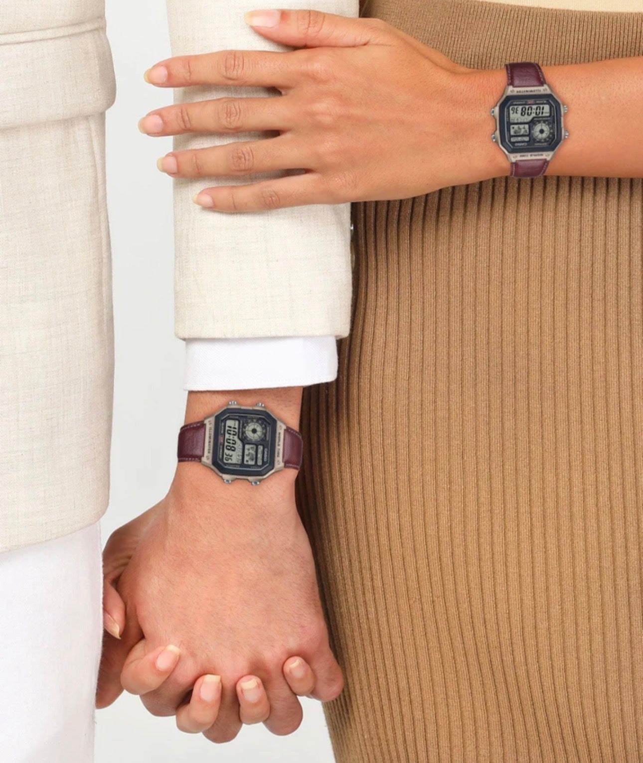 World Time Digital Watch with Premium Leather Strap | Illuminator | 10-Year Battery