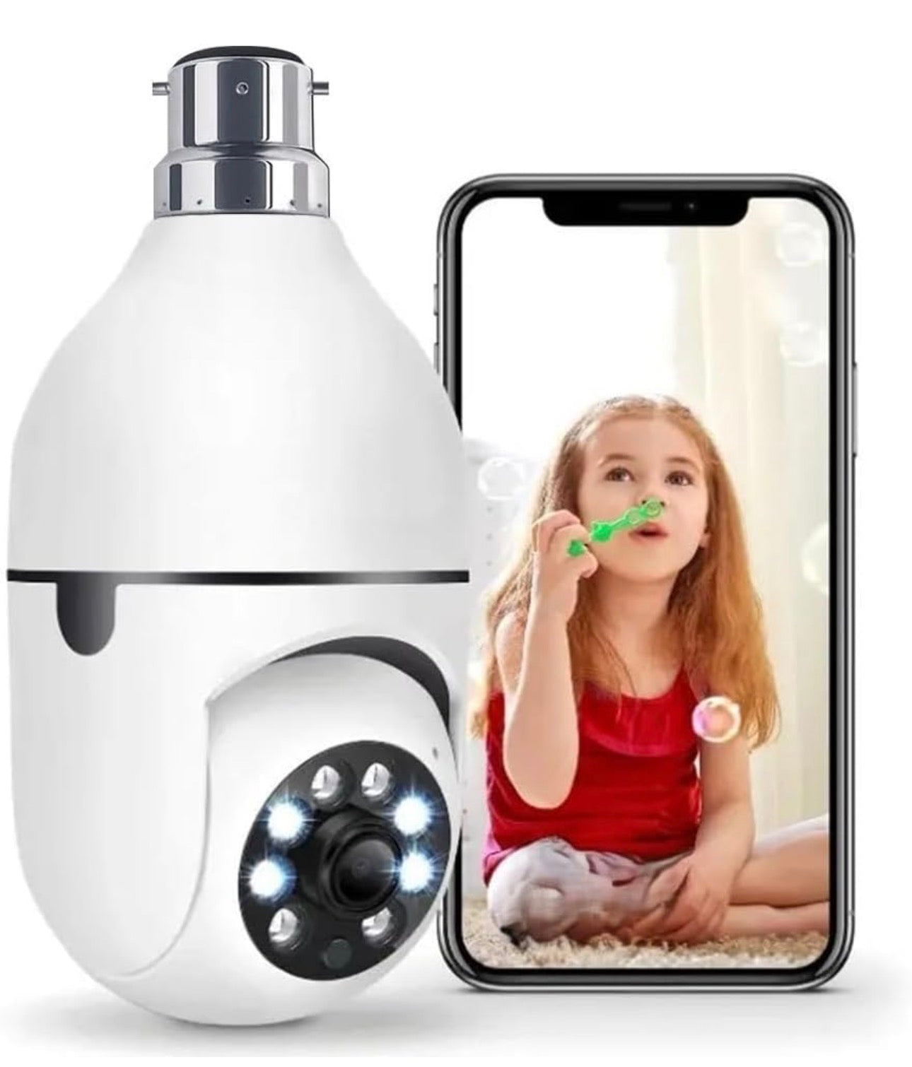 Smart WiFi Bulb Security Camera | 360° PTZ Wireless Surveillance | Works with 2.4GHz WiFi, Mobile Hotspot & Portable Routers | Easy Install