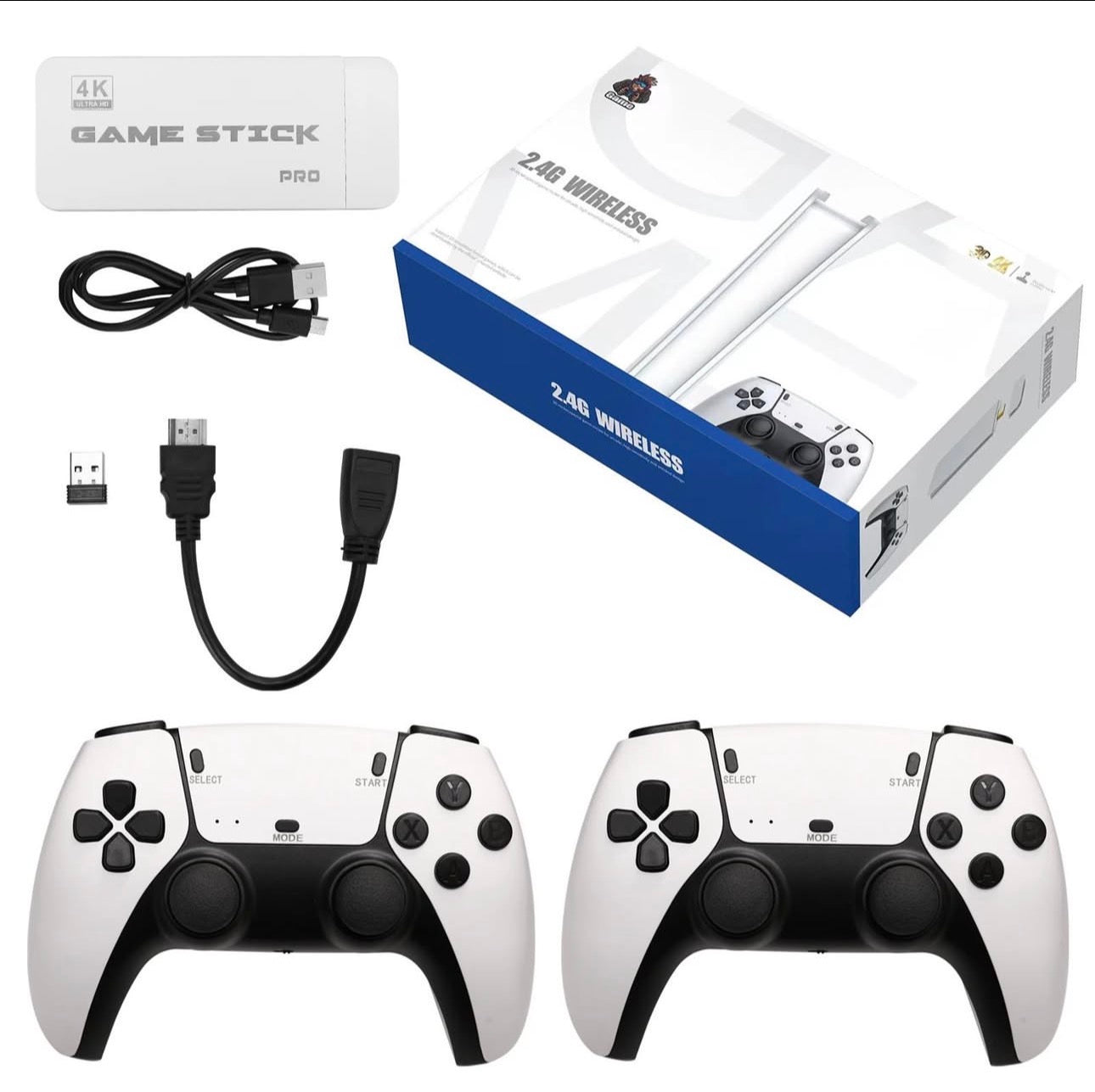 4K Game Stick Pro with 2.4G Wireless Controllers | Plug & Play Retro Gaming Console | HDMI TV Game Stick